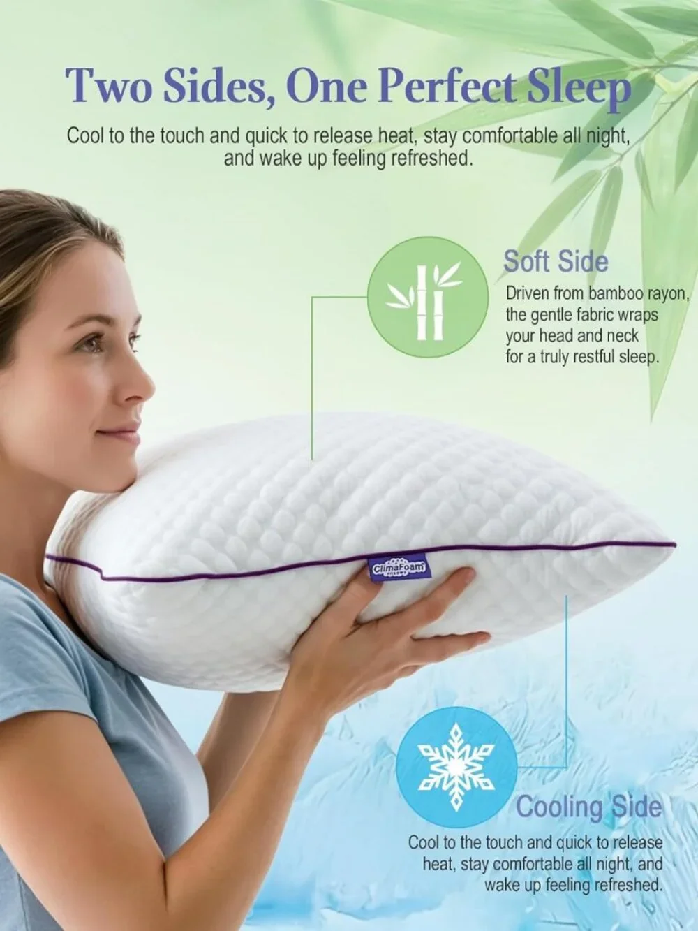 Adjustable Shredded Memory Foam Pillows Set of 2 - Queen Size Comfort & Support